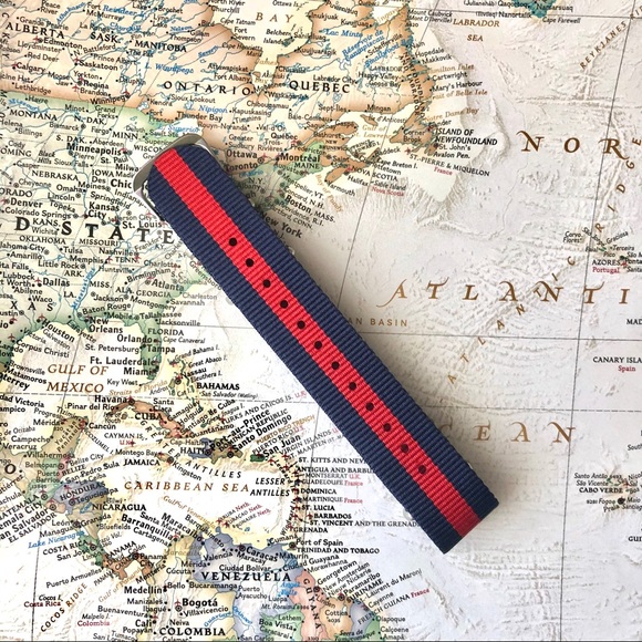 NATO Military Style Nylon Strap 20mm Blue Red New - Picture 2 of 3